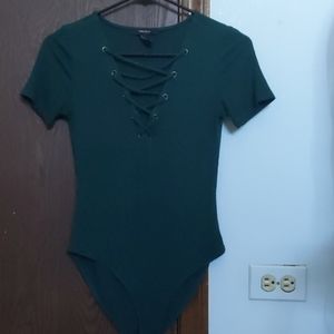 Forever 21 criss cross open front bodysuit